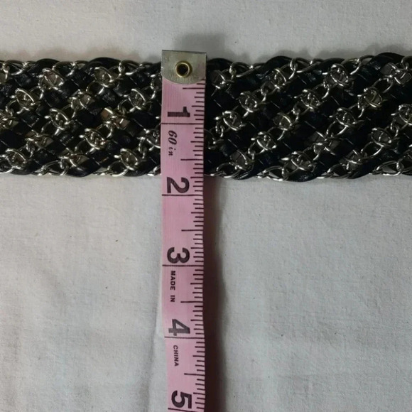 Black/silver links braided front tie 60" belt - Picture 6 of 6